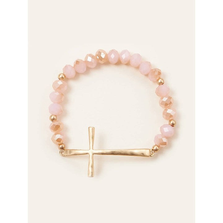 Hammered Beaded Cross Bracelet