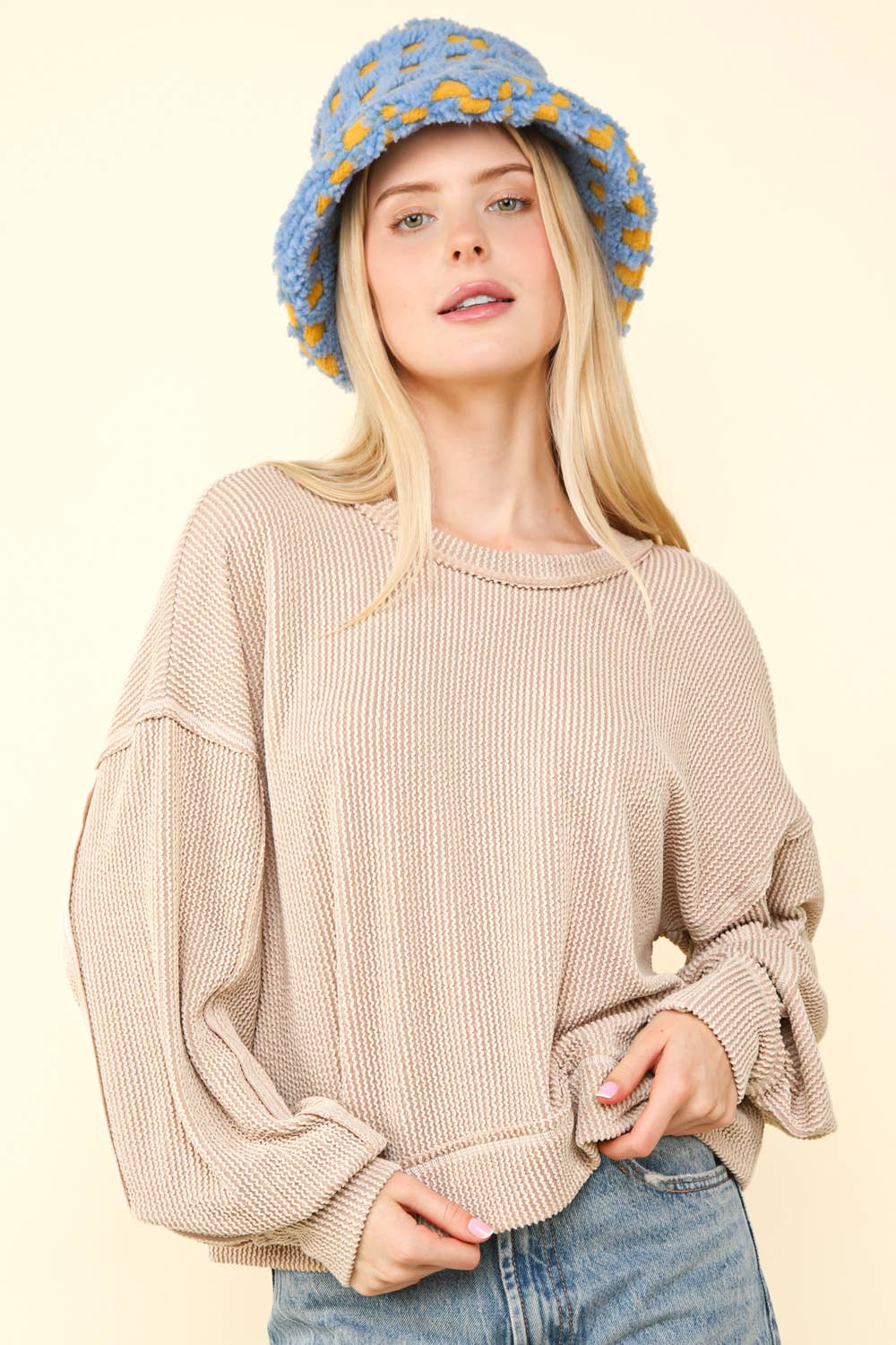 Two Tone Ribbed Top