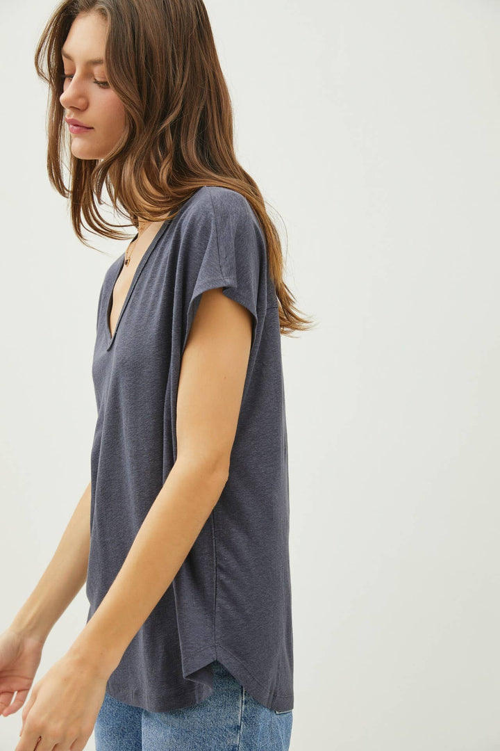 V-neck Linen Tee