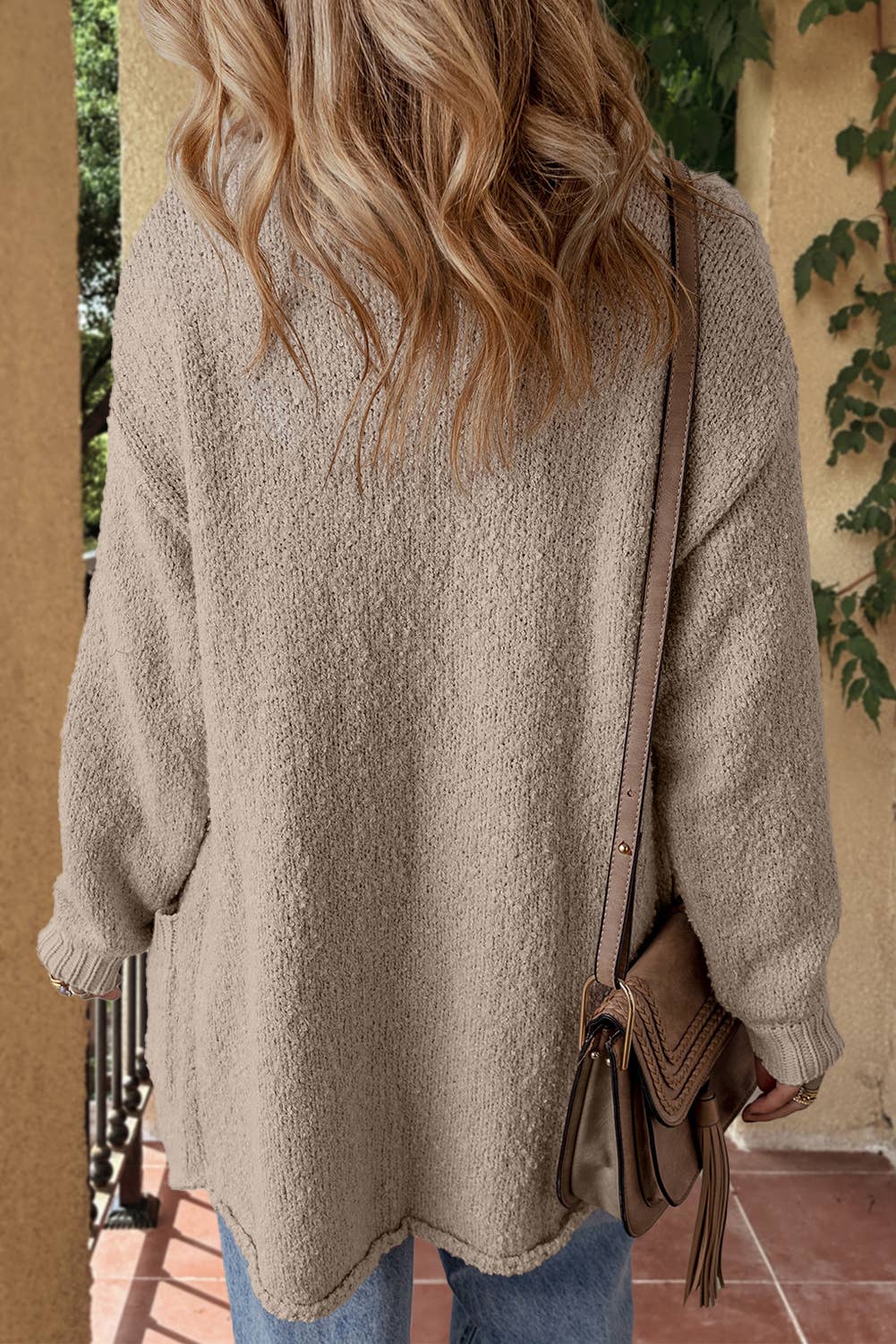 Collared Drop Shoulder Button Up Cardigan with Pocket