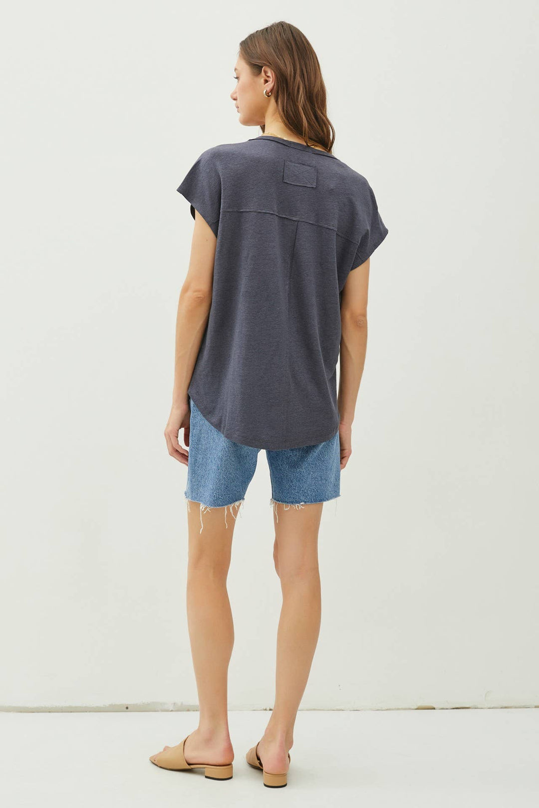 V-neck Linen Tee