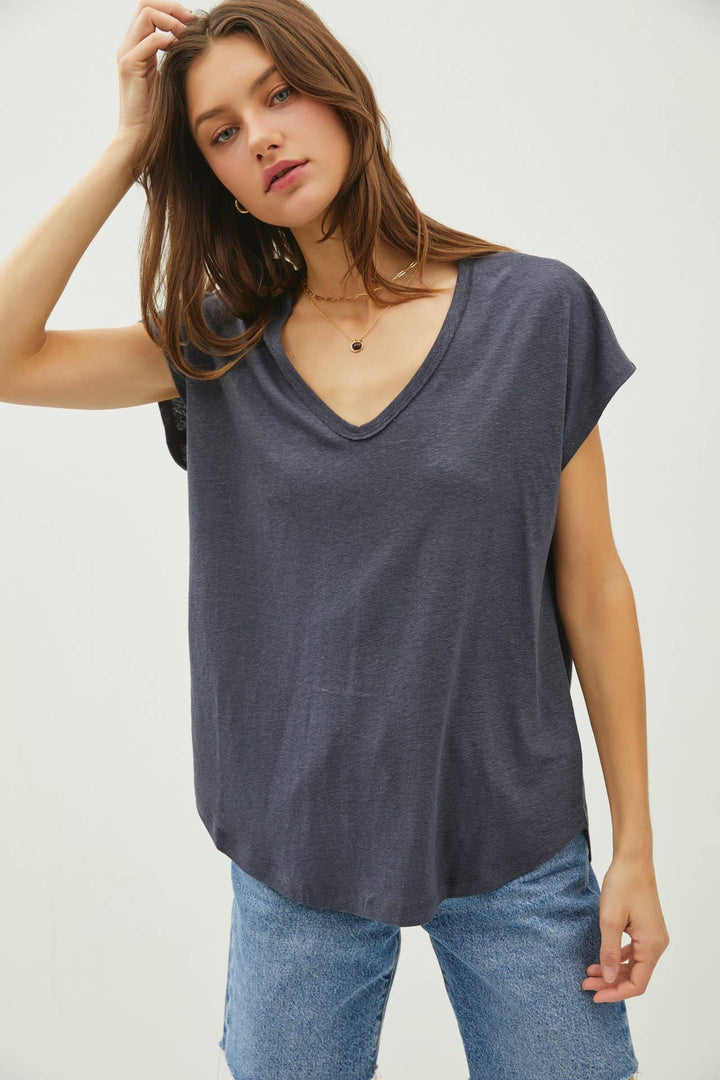 V-neck Linen Tee