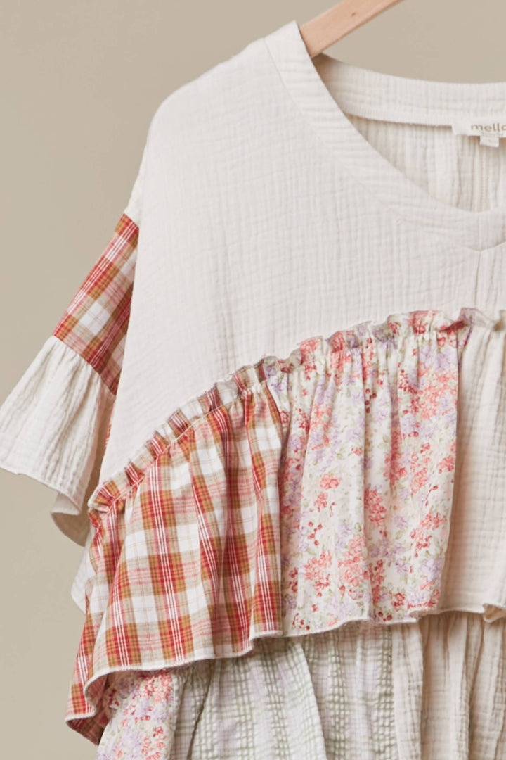 Vintage Patchwork Ruffle Hem Top - Baycreek & Co