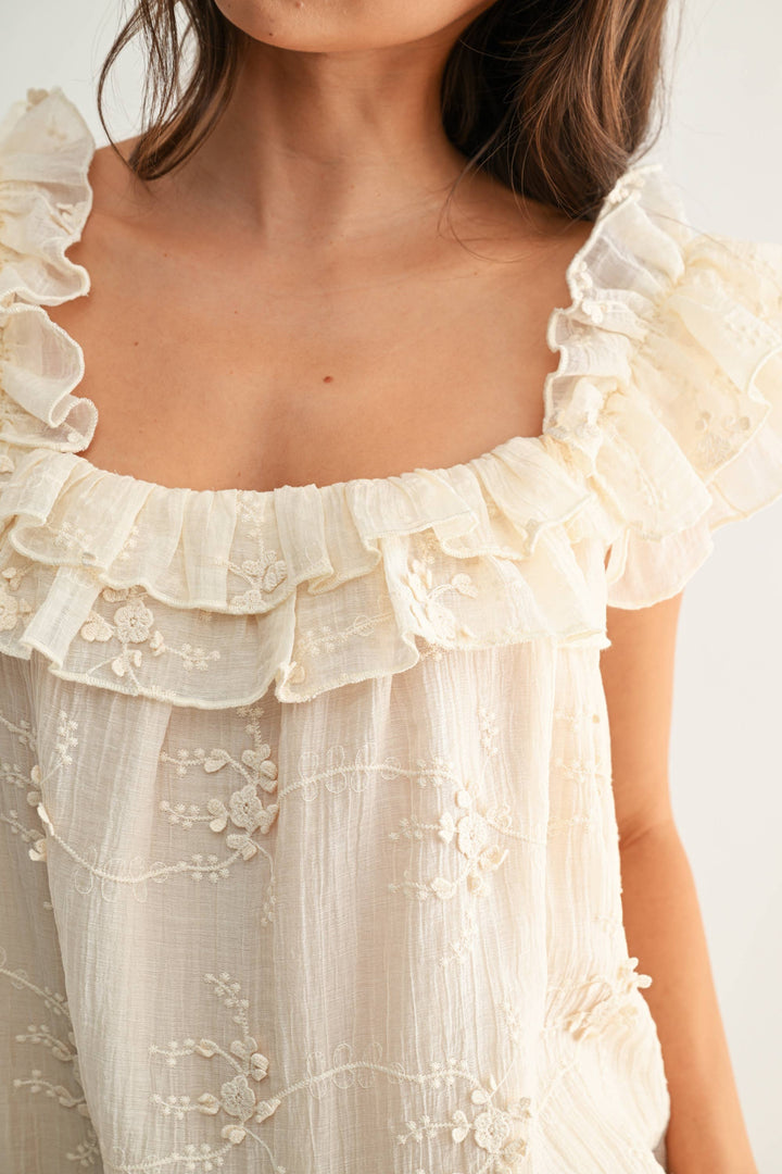 Ruffled Embroider Tiered Dress - Baycreek & Co
