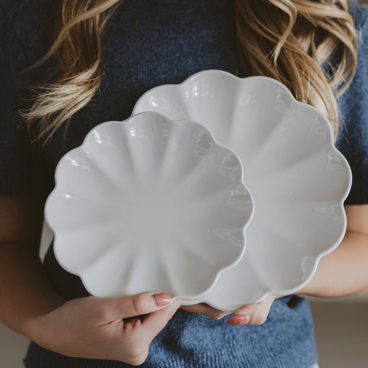 White Scalloped Serving Tray Set of 2 - Home Decor - Baycreek & Co