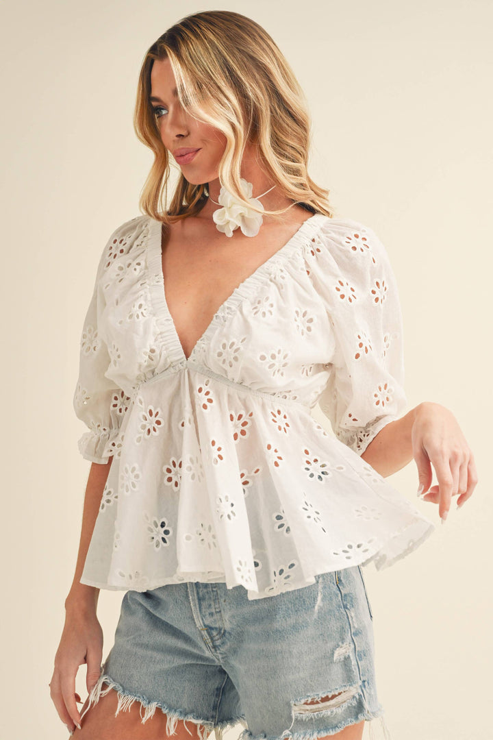 Eyelet Embroidered Top