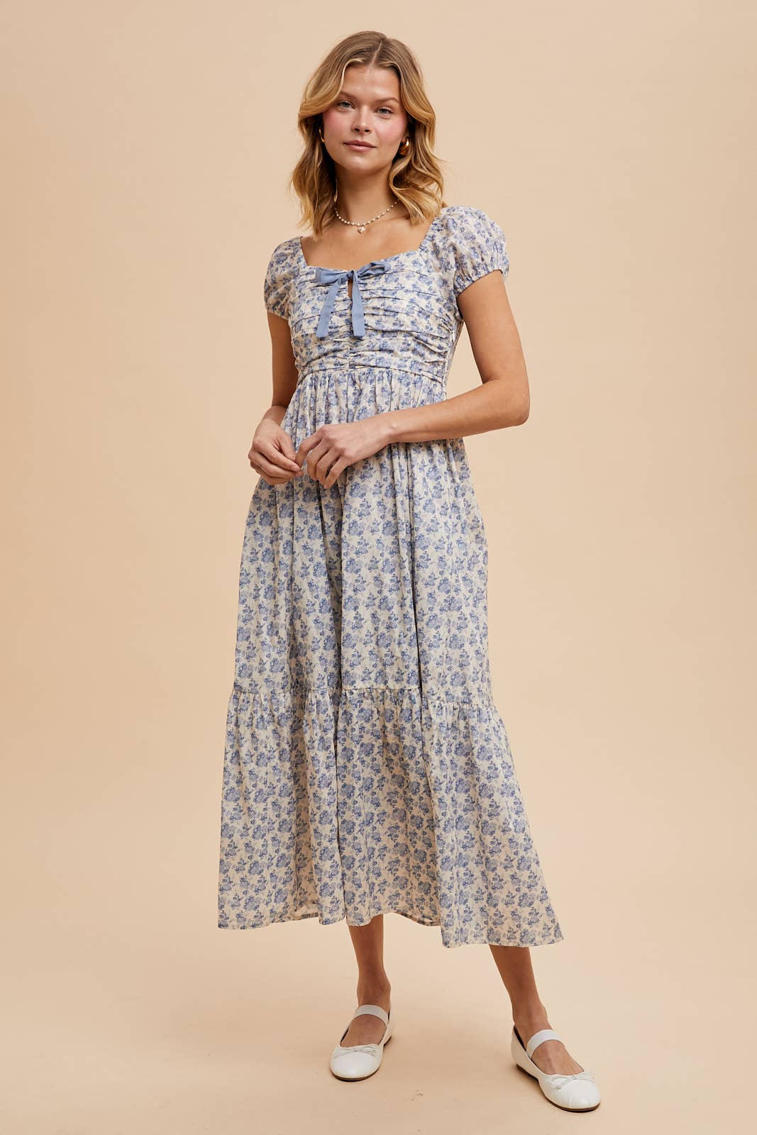 Dusty Blue Floral Dress