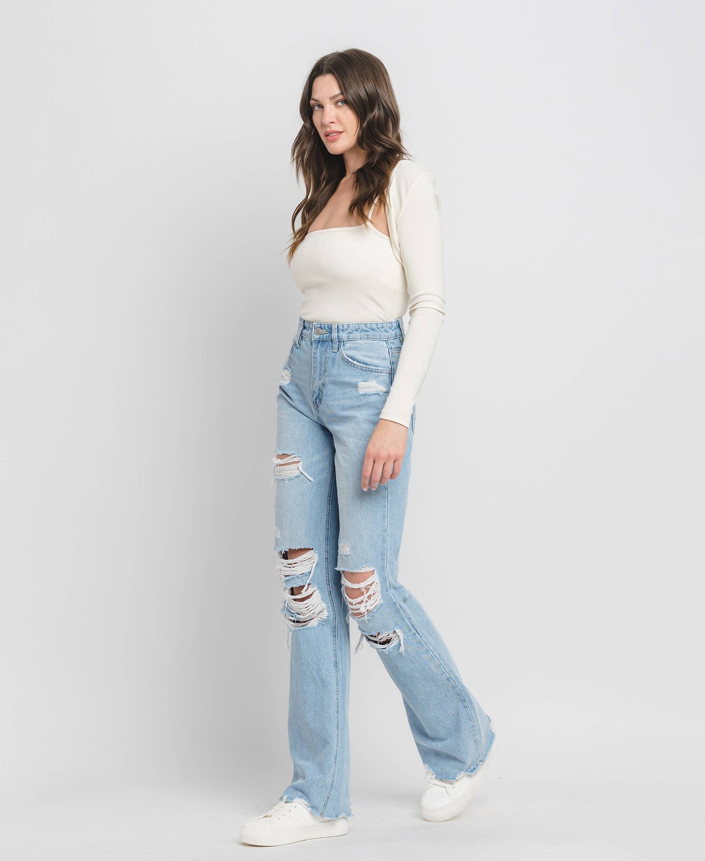 90'S Vintage Super High Rise Flare Jeans