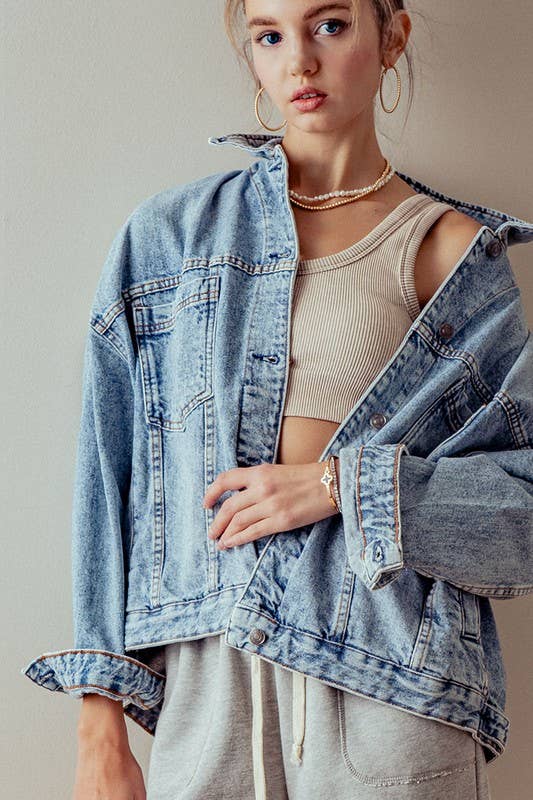 Pleat Western Denim Jacket