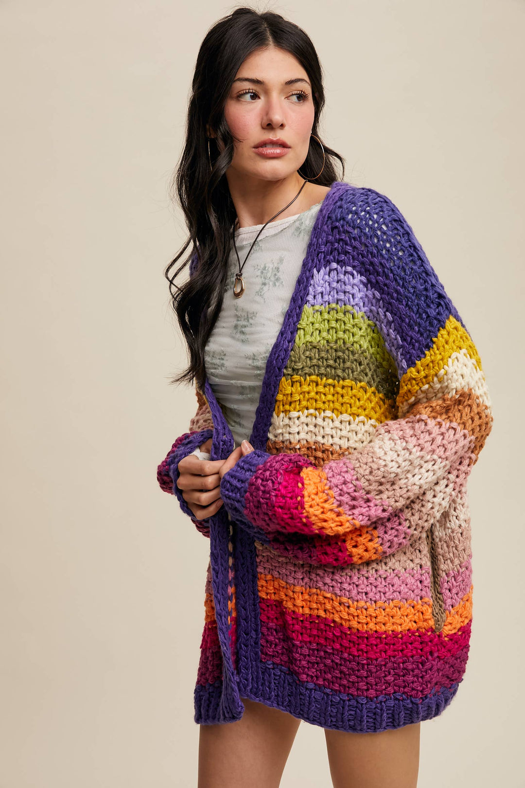 Rainbow Hand-Crochet Open Cardigan LSW0620 - Baycreek & Co