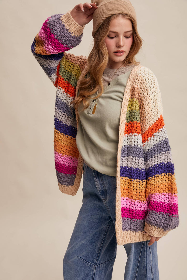 Rainbow Hand-Crochet Open Cardigan LSW0620 - Baycreek & Co