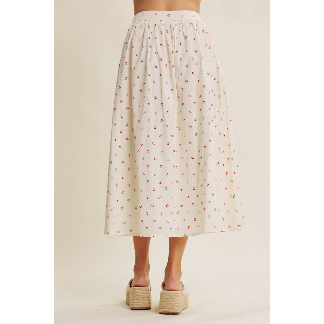 Cotton Cherry Midi Skirt