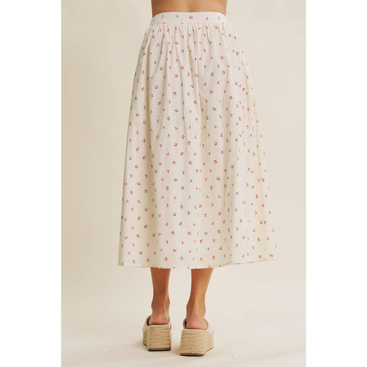 Cotton Cherry Midi Skirt