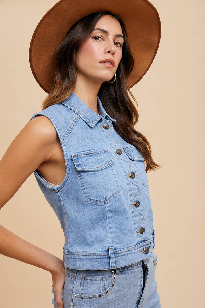 Dannie Denim Vest - Baycreek & Co