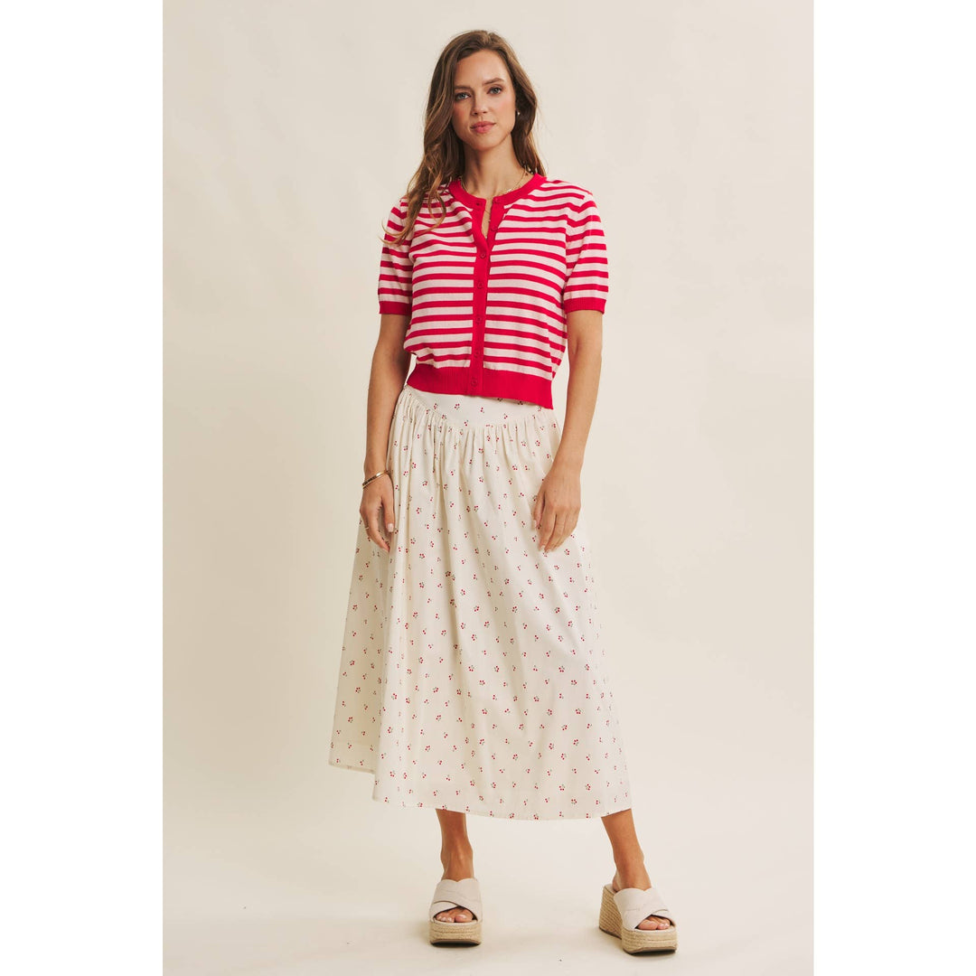 Cotton Cherry Midi Skirt