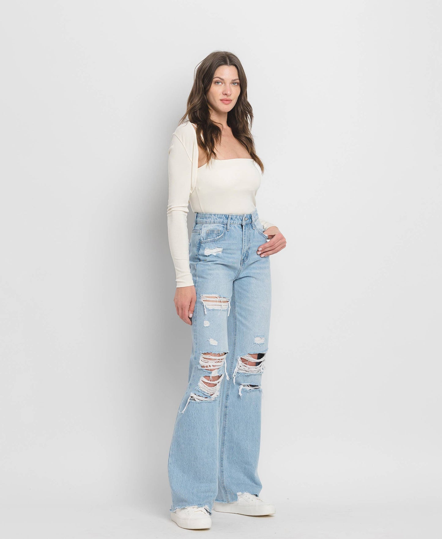 90'S Vintage Super High Rise Flare Jeans