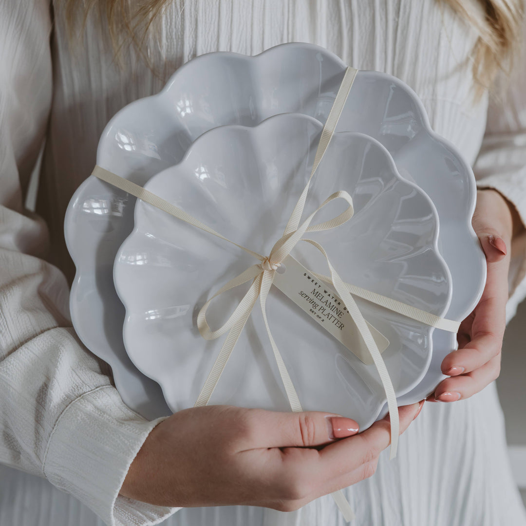 White Scalloped Serving Tray Set of 2 - Home Decor - Baycreek & Co