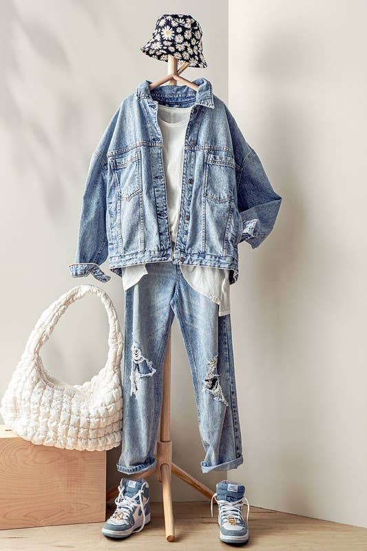 Pleat Western Denim Jacket