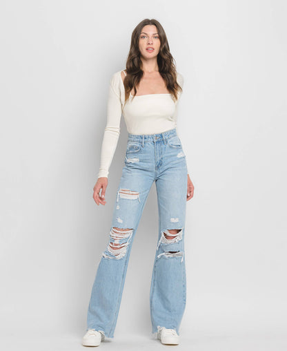 90'S Vintage Super High Rise Flare Jeans