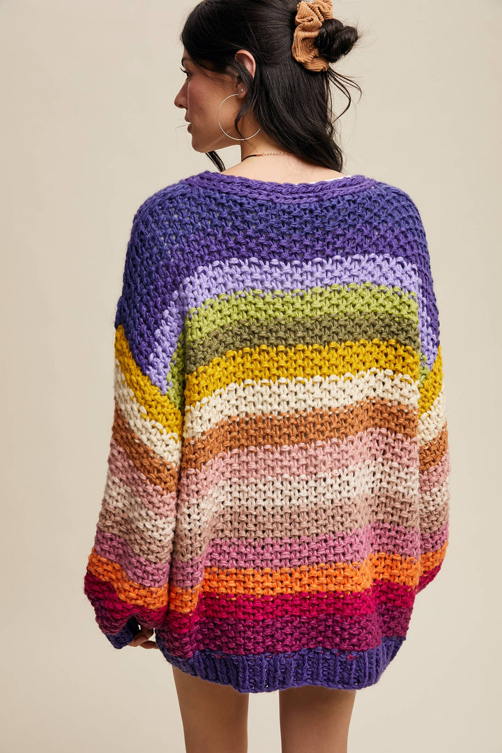 Rainbow Hand-Crochet Open Cardigan LSW0620 - Baycreek & Co