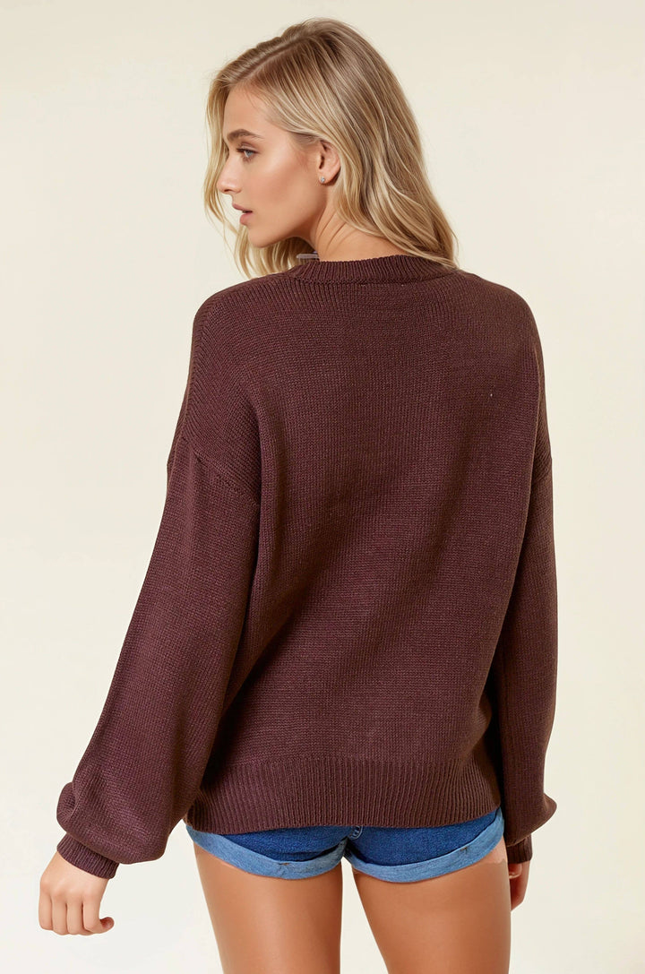 “Hello Fall” Brown Sweater