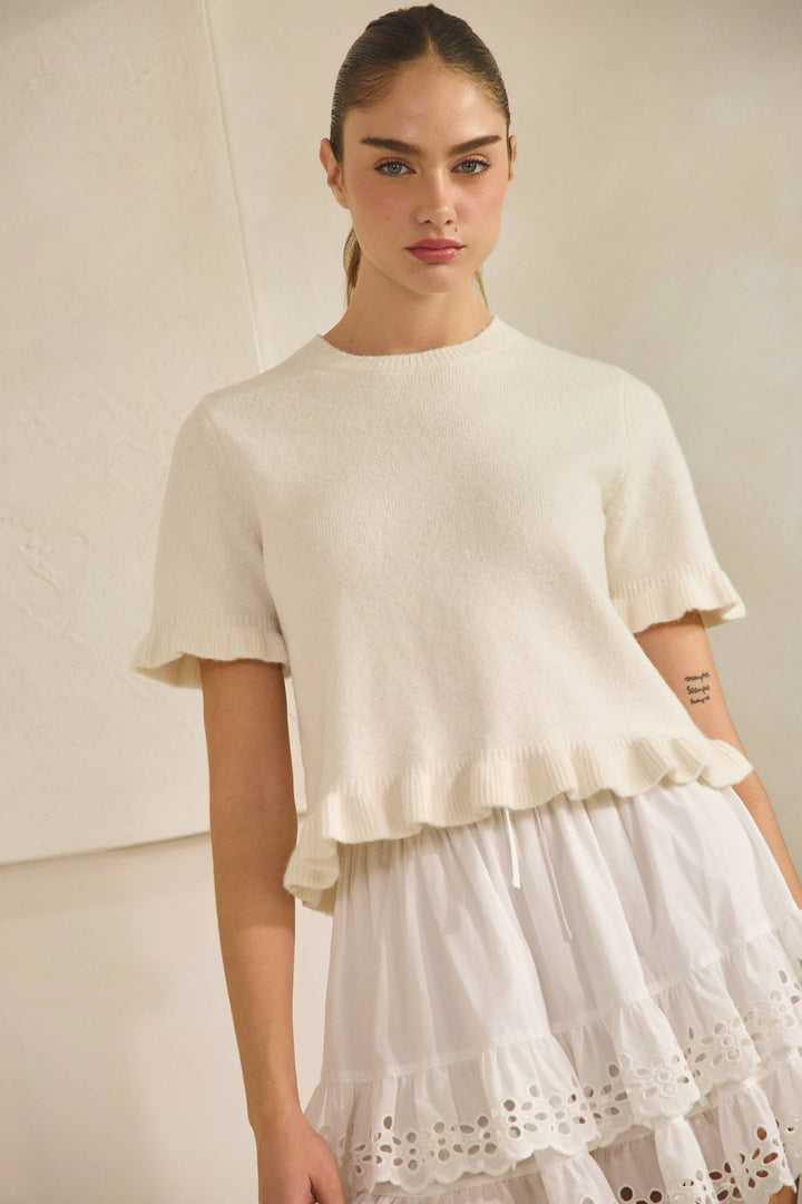 Ruffle Hem Knit Top