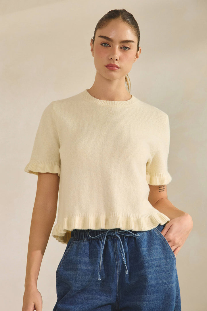 Ruffle Hem Knit Top