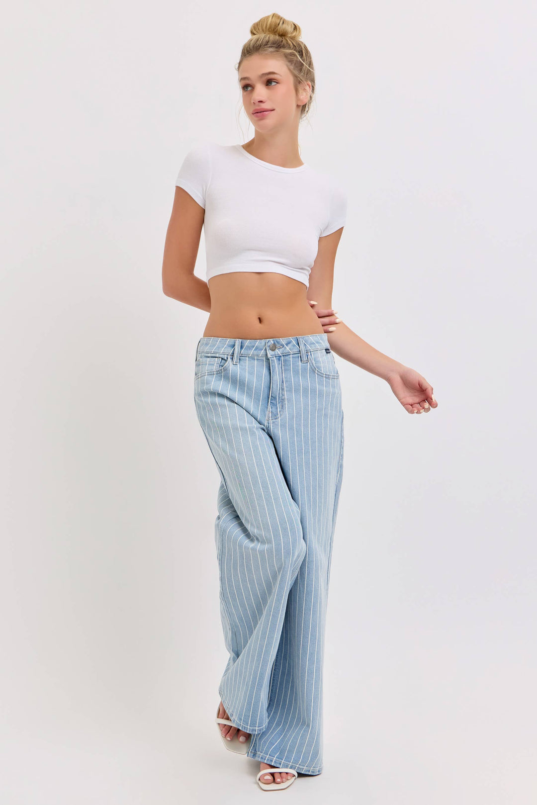 Striped Low Waisted Baggy Wide Leg - Baycreek & Co
