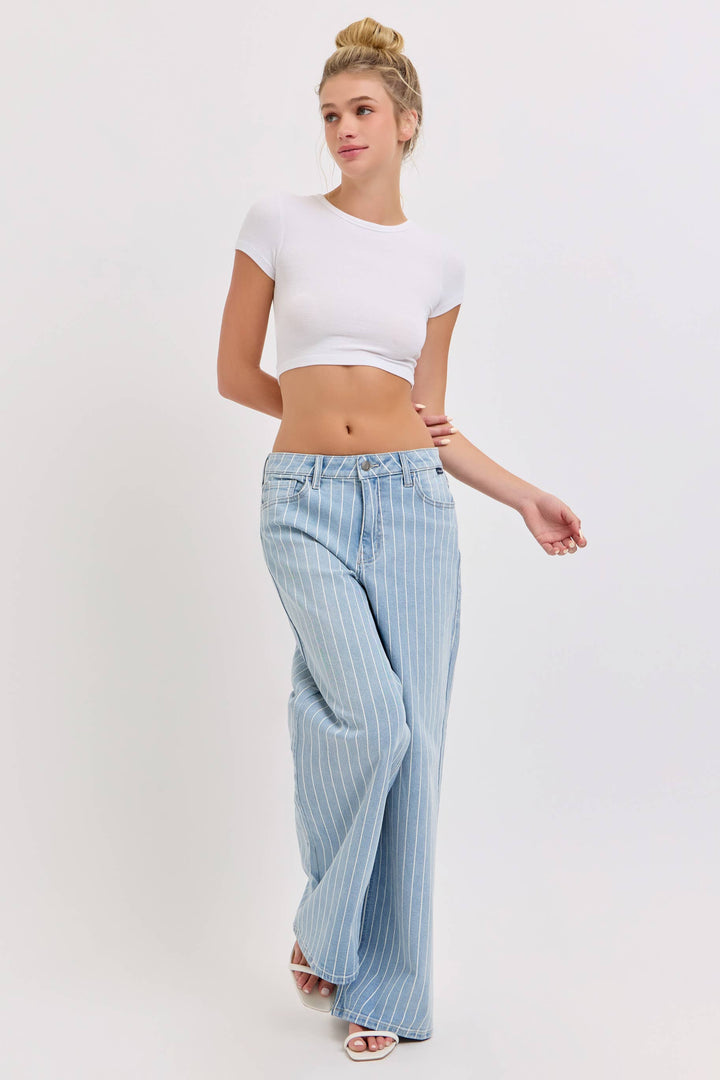 Striped Low Waisted Baggy Wide Leg - Baycreek & Co