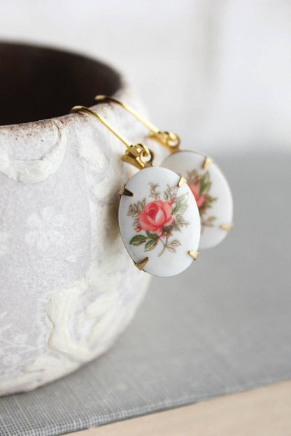 Pink Rose Vintage Earrings