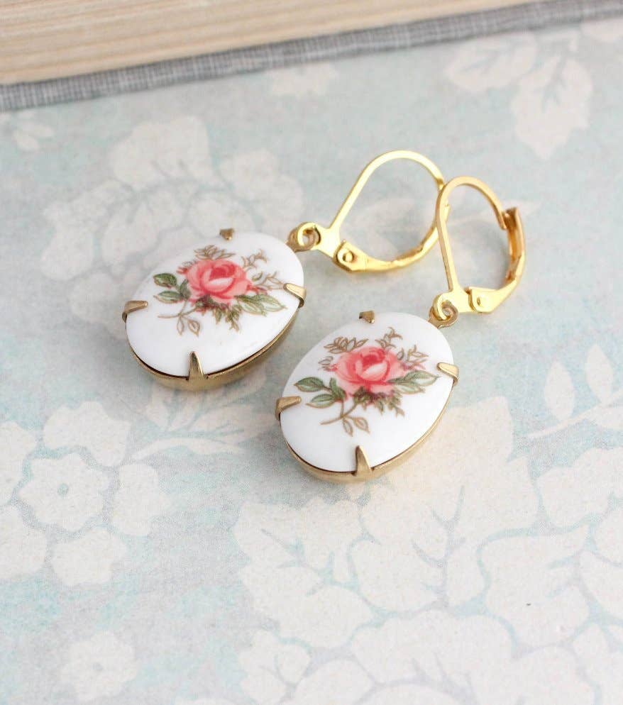 Pink Rose Vintage Earrings