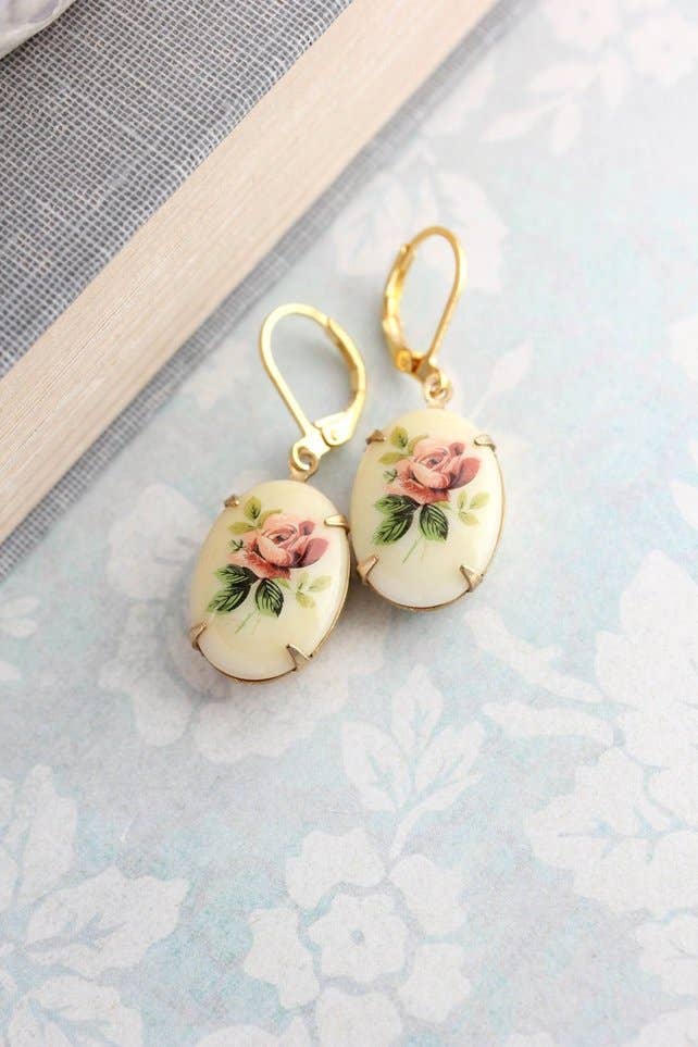 Yellow Rose Vintage Earrings