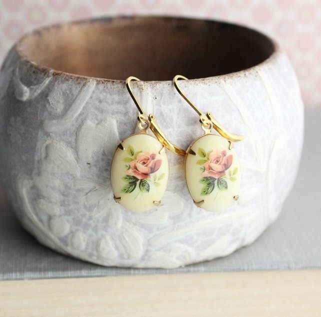 Yellow Rose Vintage Earrings