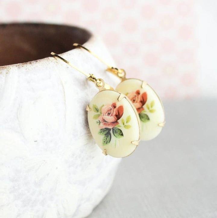 Yellow Rose Vintage Earrings