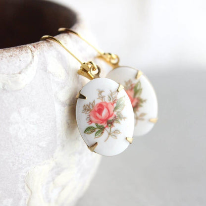 Pink Rose Vintage Earrings