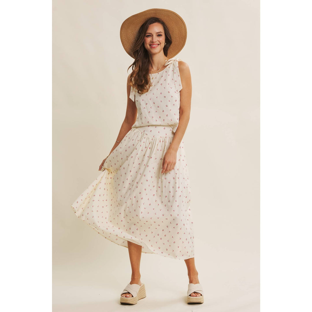 Cotton Cherry Midi Skirt