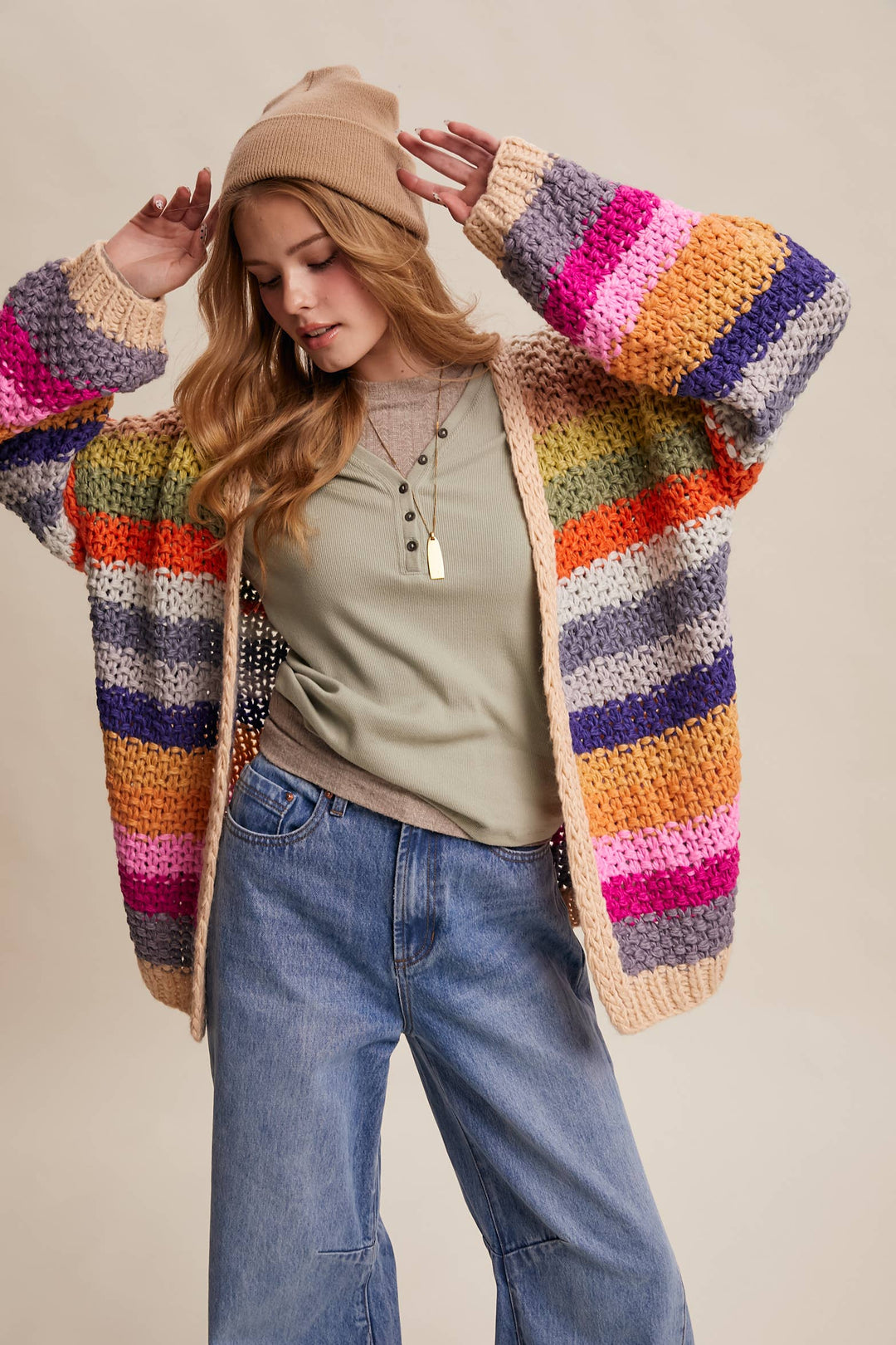 Rainbow Hand-Crochet Open Cardigan LSW0620 - Baycreek & Co