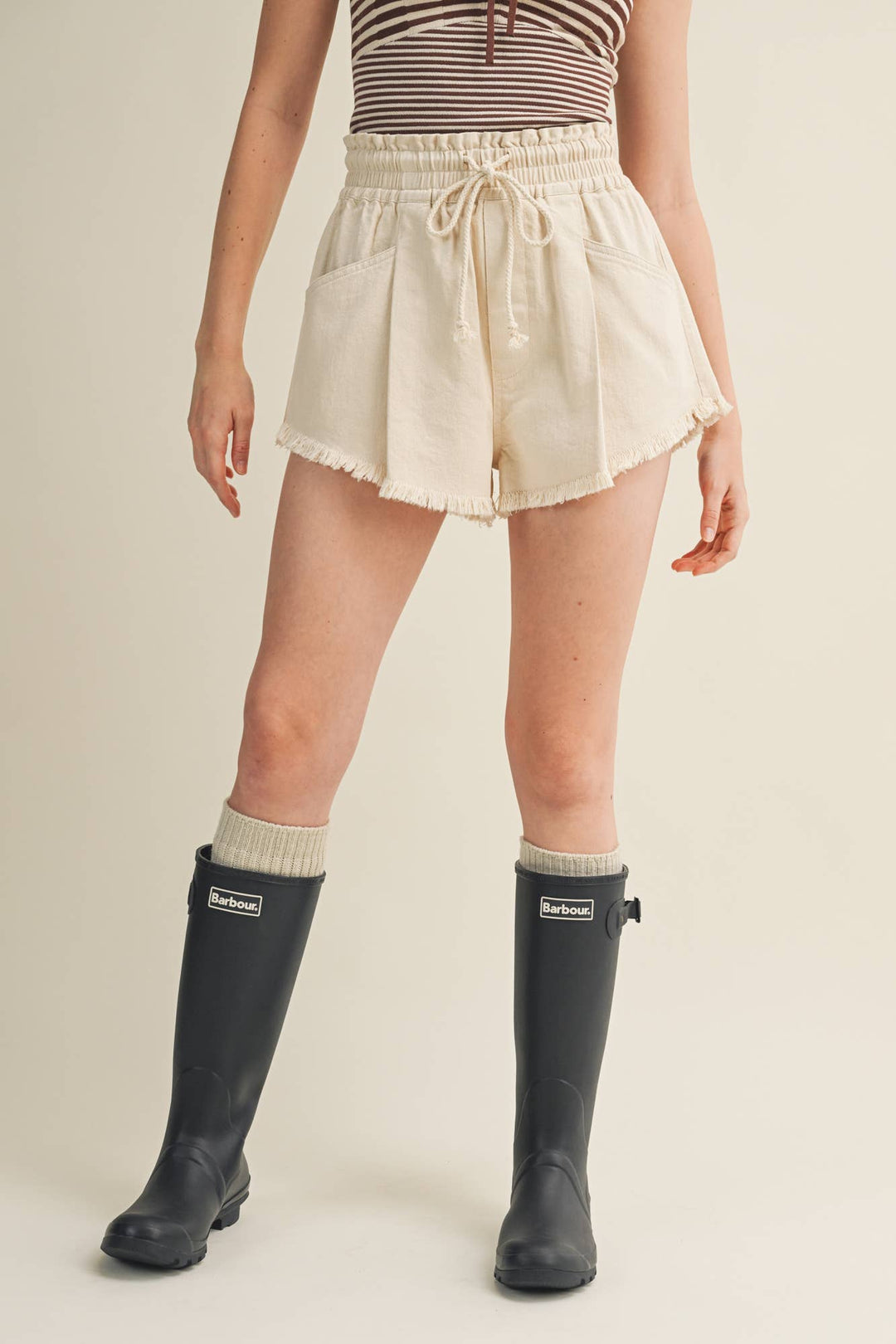 Frayed Hem Rope Shorts - Baycreek & Co