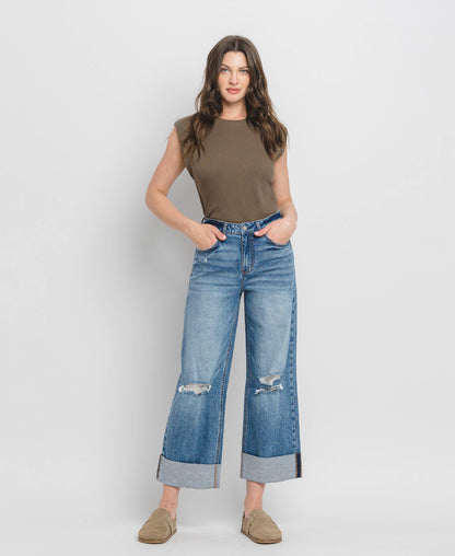 High Rise Cuffed Jeans