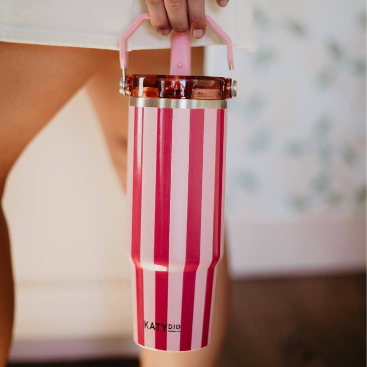 Pink & Wine Striped 30oz Tumbler