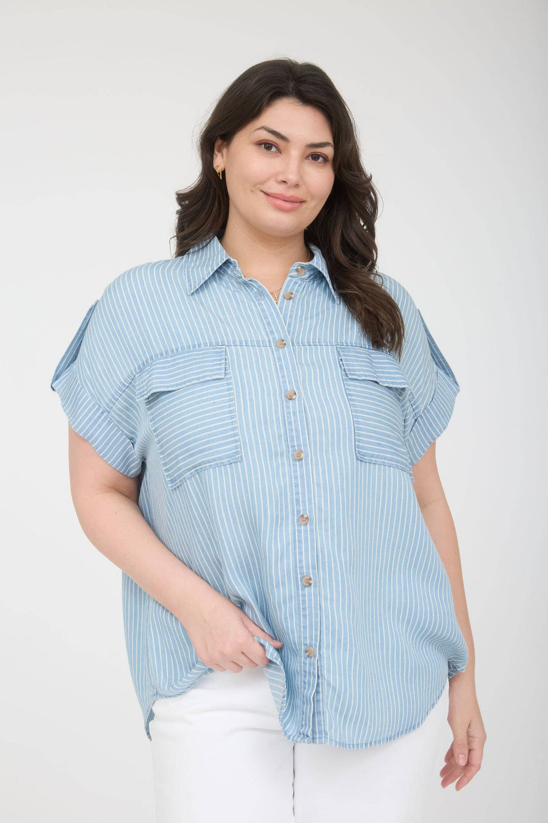 Plus CHAMBRAY TOP - Baycreek & Co