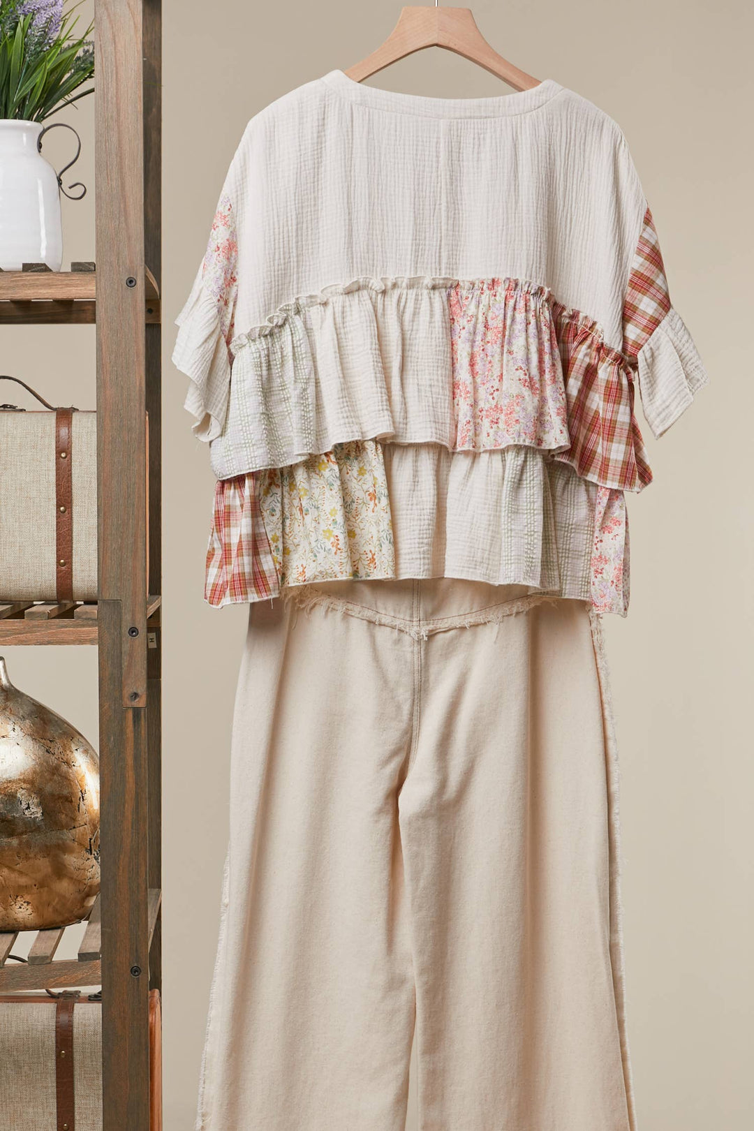 Vintage Patchwork Ruffle Hem Top - Baycreek & Co