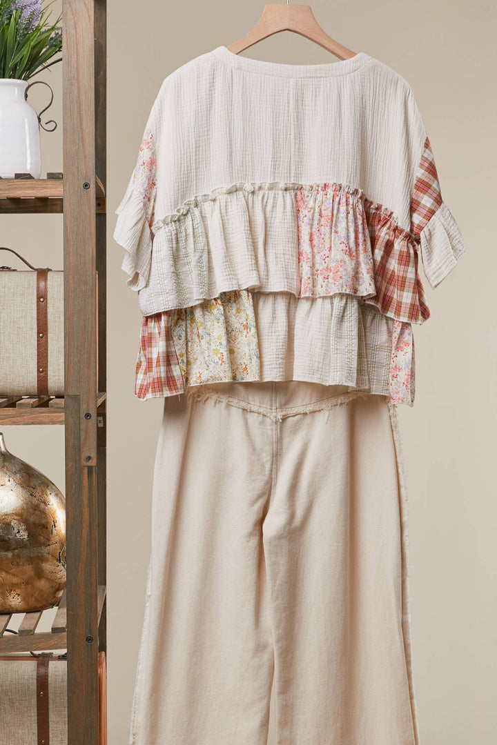 Vintage Patchwork Ruffle Hem Top - Baycreek & Co