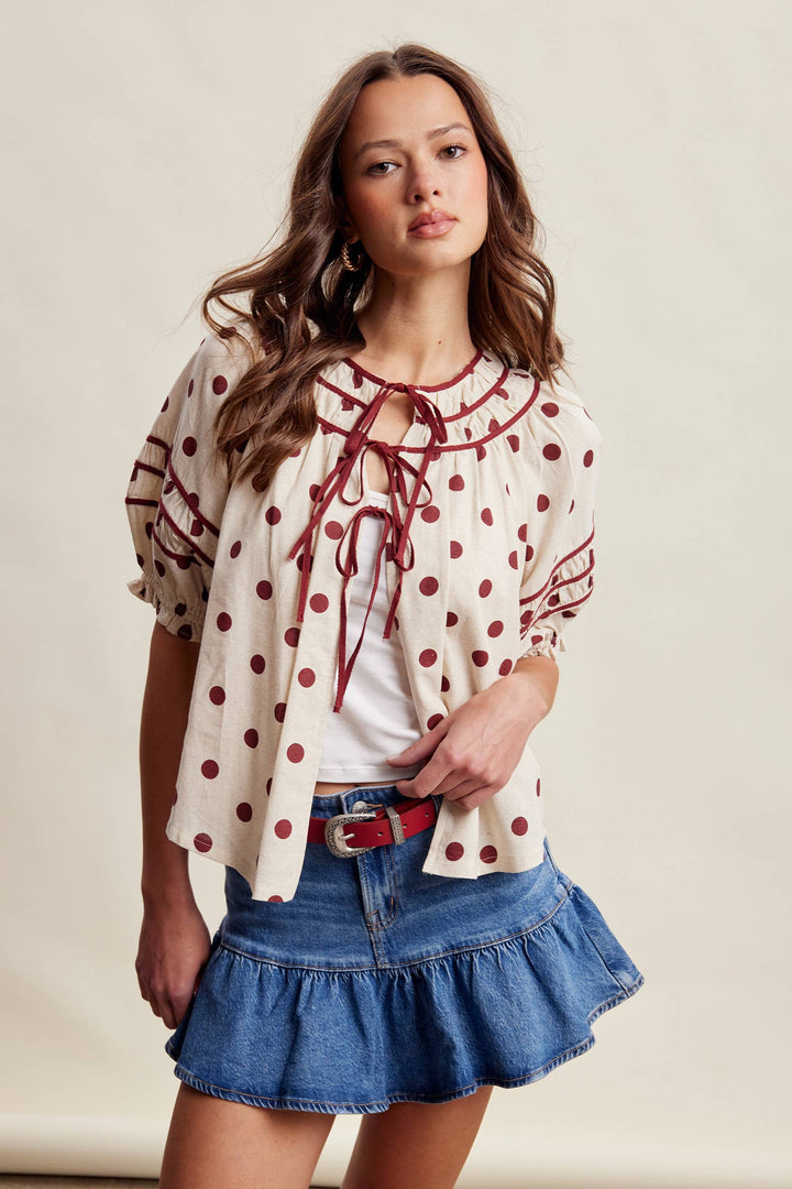 Polka Dot Ruffle Blouse