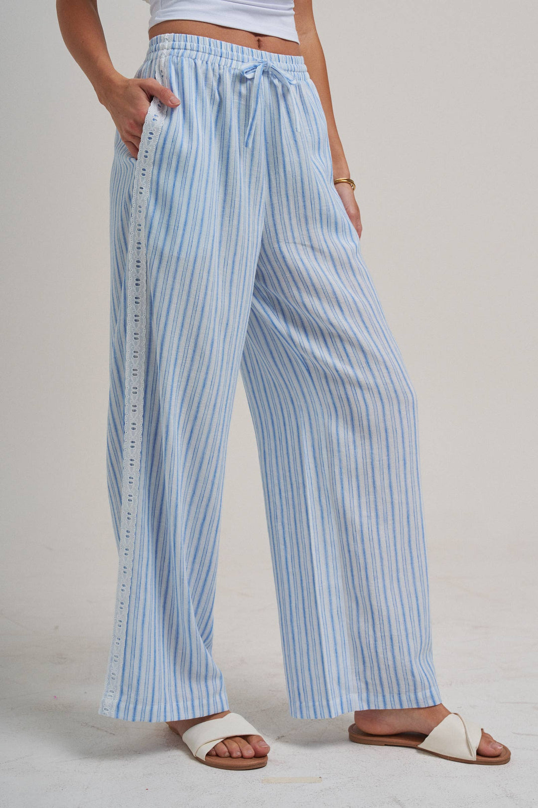 Blue Lace & Linen Bottoms