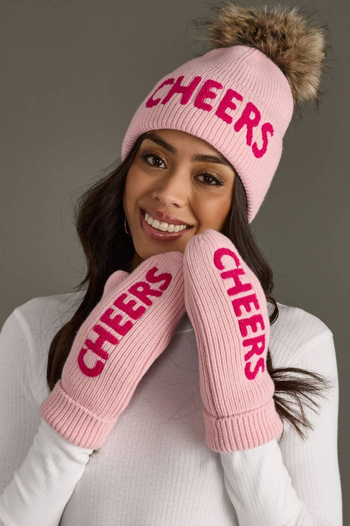 Pink Cheers Knit Pom Hat