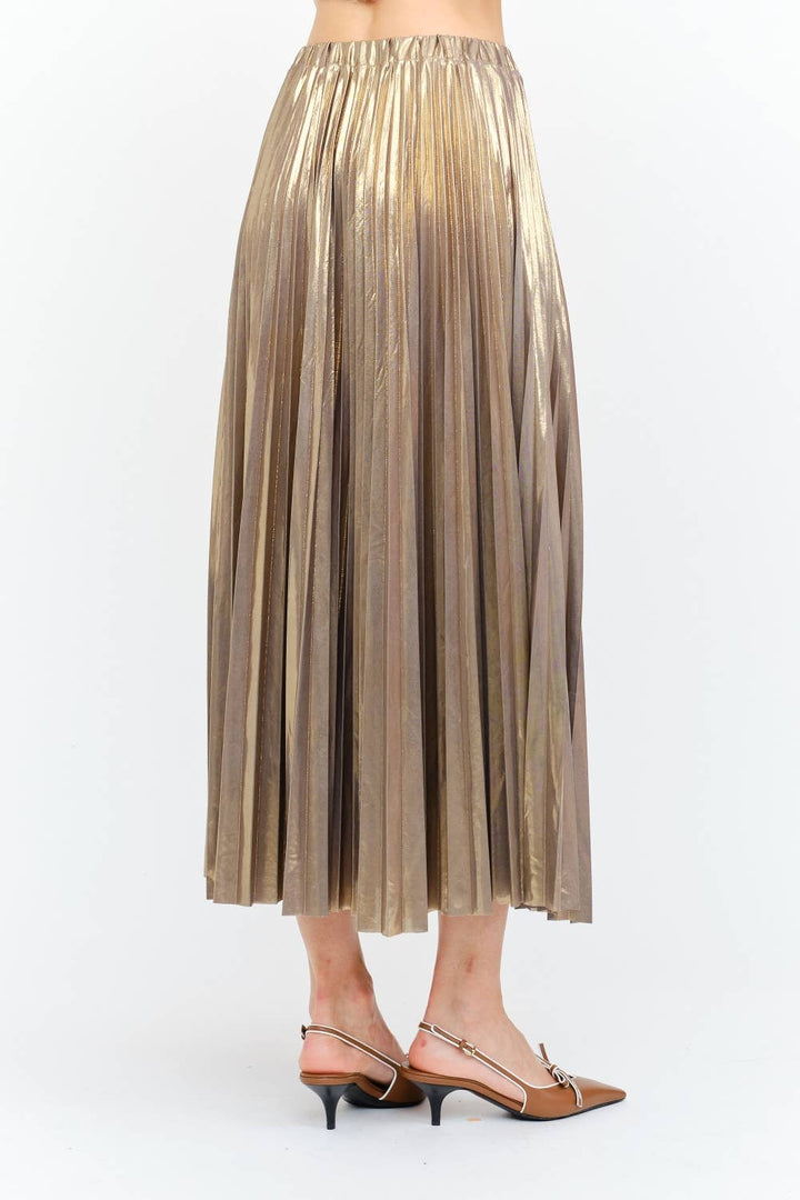 Gunmetal Pleated Skirt
