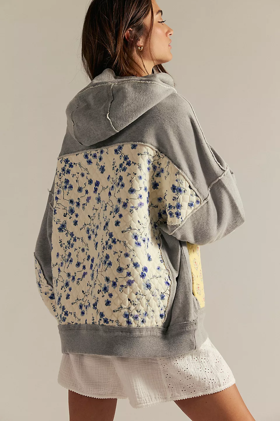 Quilted Floral Patchwork Hoodie Sweatshirt - Baycreek & Co