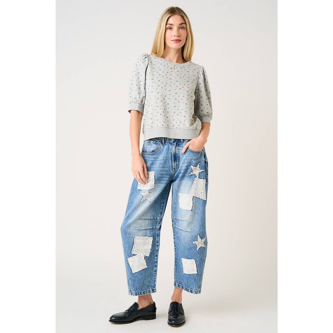 PATCHWORK BARREL JEANS - Baycreek & Co