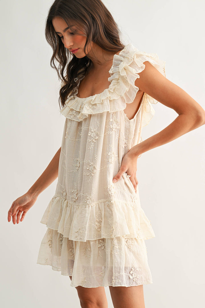 Ruffled Embroider Tiered Dress - Baycreek & Co